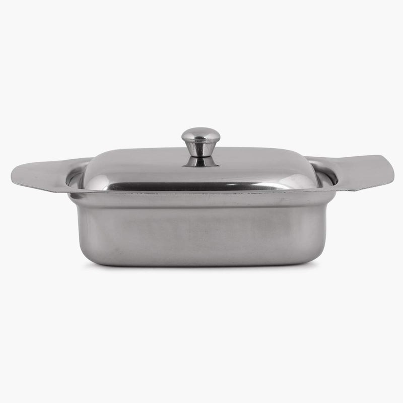 Home Centre Glovia Solid Siver Stainless Steel Butter Dish with Lid - Image 3