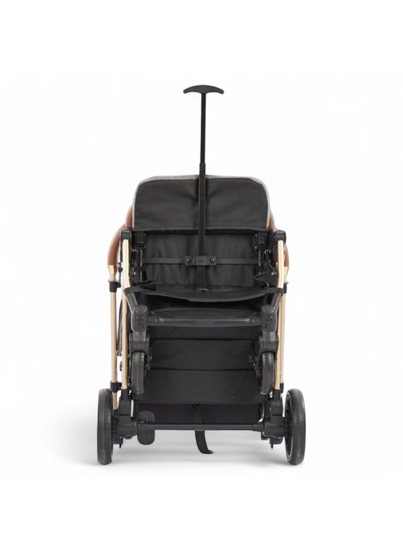 البدر عربة أطفال البدر للرضع وحديثي الولادة، تصميم فاخر ثنائي الاتجاه للسفر مع مقعد قابل للعكس، إمالة متعددة الوضعيات، تصميم خفيف قابل للطي مناسب للطائرة، مظلة كبيرة بفتحة تهوية، سلة تخزين واسعة، مقبض جلد فاخر، هيكل ألومنيوم متين - Image 4