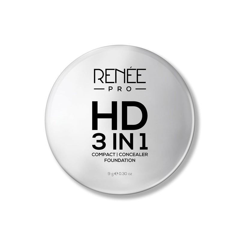 RENEE Pro Hd 3In1 Compact Amande Works As Compact Powder Concealer Foundation Spf 20 Matte Finish High Coverage Enriched With Vitamin E C Aloe Vera All GresBeige - Image 2