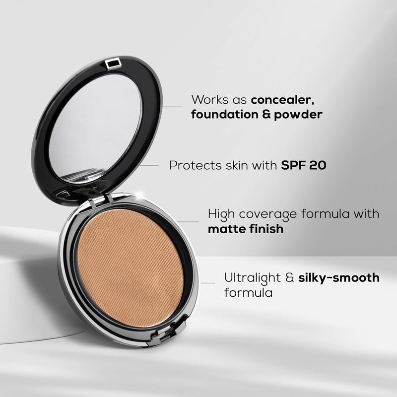 RENEE Pro Hd 3In1 Compact Amande Works As Compact Powder Concealer Foundation Spf 20 Matte Finish High Coverage Enriched With Vitamin E C Aloe Vera All GresBeige - Image 4