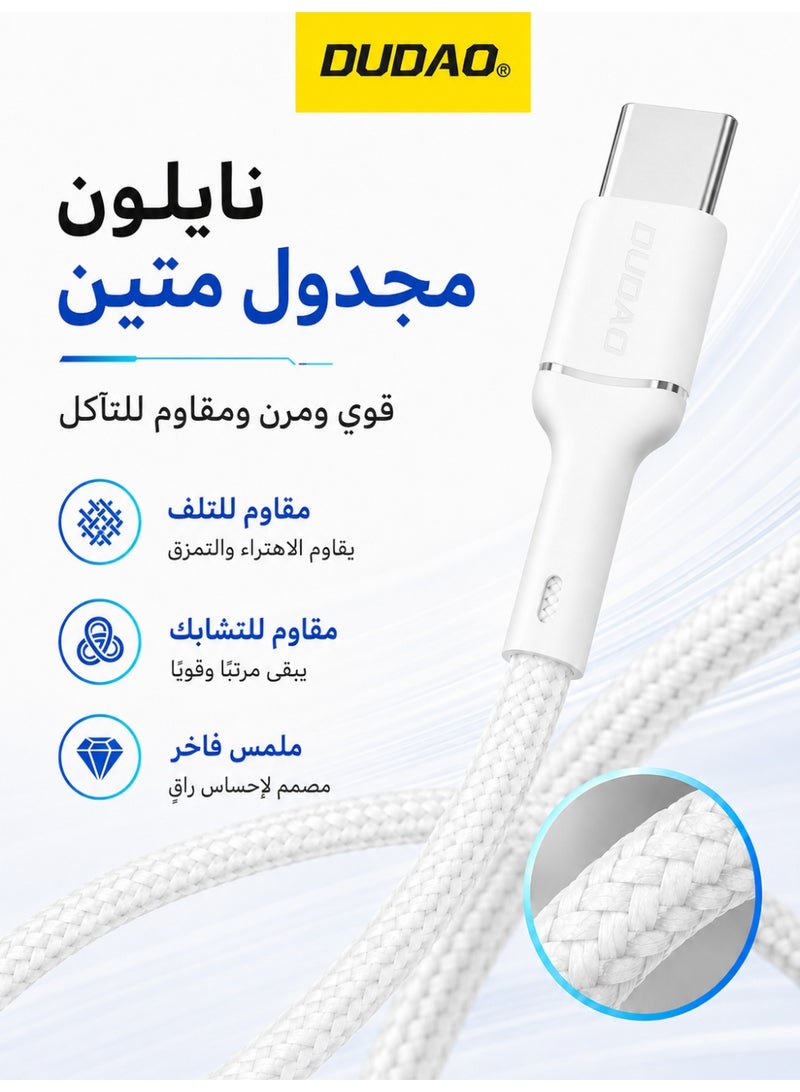 دوداو كابل شحن سريع تايب C بقوة 65 واط – بطول 1 متر، كابل بيانات وشحن سريع من نوع C إلى C، مضفر بنسيج نايلون، مزود بشريحة ذكية، سرعة نقل 480 ميجابت/ثانية، متوافق مع جميع أجهزة منفذ TYPE-C - Image 2
