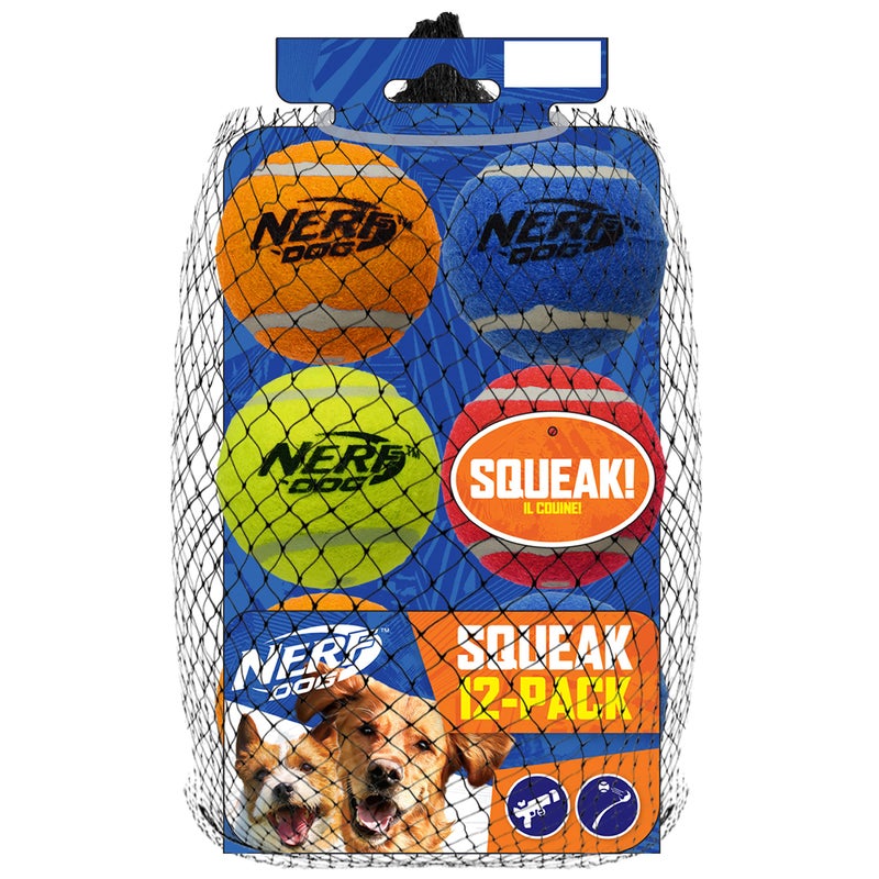 Nerf Dog 12Piece Dog Toy Gift Set Includes 25in Squeak Tennis Ball 12Pack Nerf Tough Material Multicolored for All Breed Sizes - Image 2
