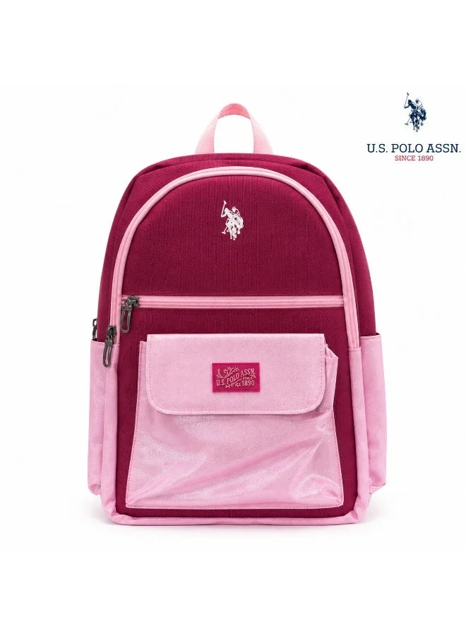 U.S. Polo Assn. U.S. Polo Assn. Classic Berry Pink Utility Pocket Backpack for School and Office MultiCompartment Bag for Campus