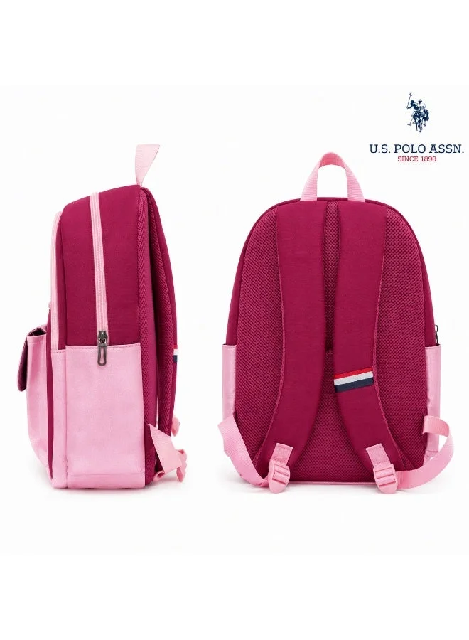 U.S. Polo Assn.  U.S. Polo Assn. Classic Berry Pink Utility Pocket Backpack for School and Office MultiCompartment Bag for Campus  | Best Price UAE