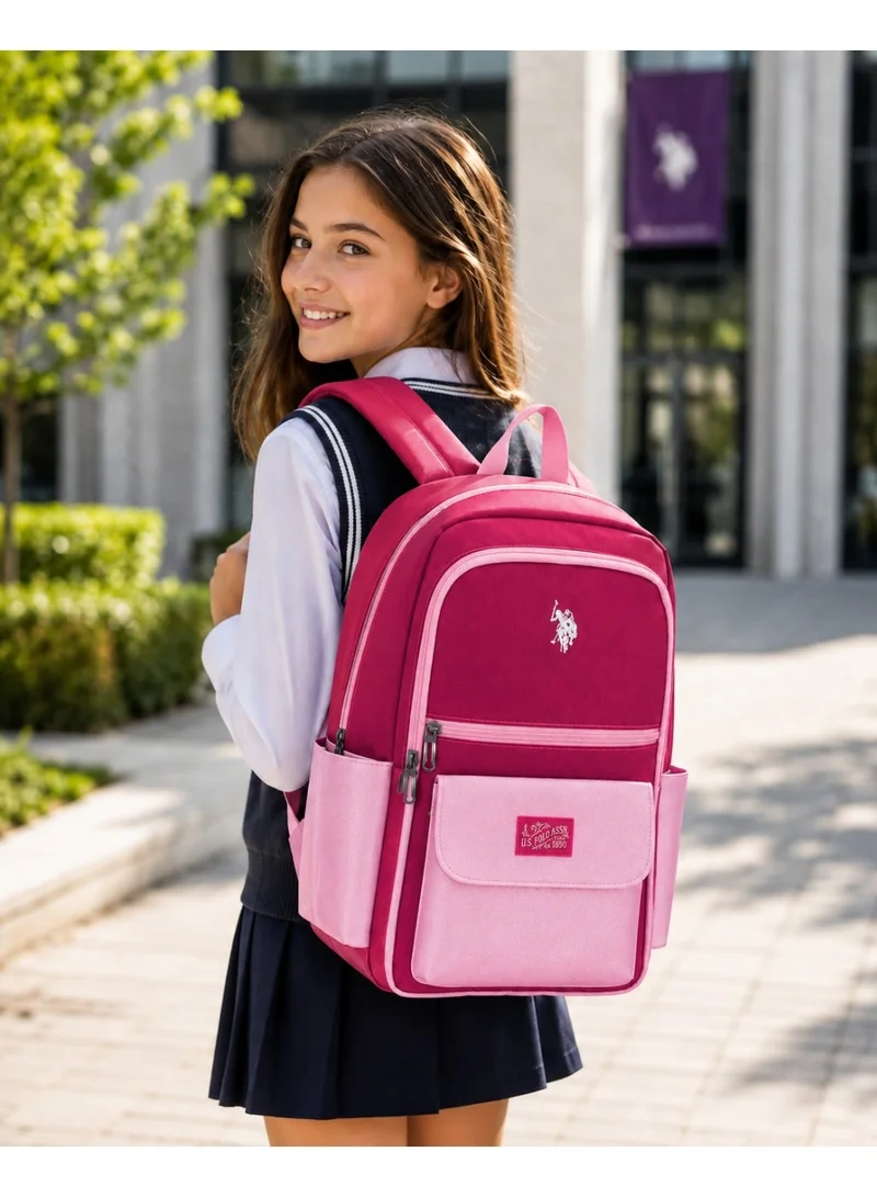 U.S. Polo Assn.  U.S. Polo Assn. Classic Berry Pink Utility Pocket Backpack for School and Office MultiCompartment Bag for Campus  | Best Price UAE