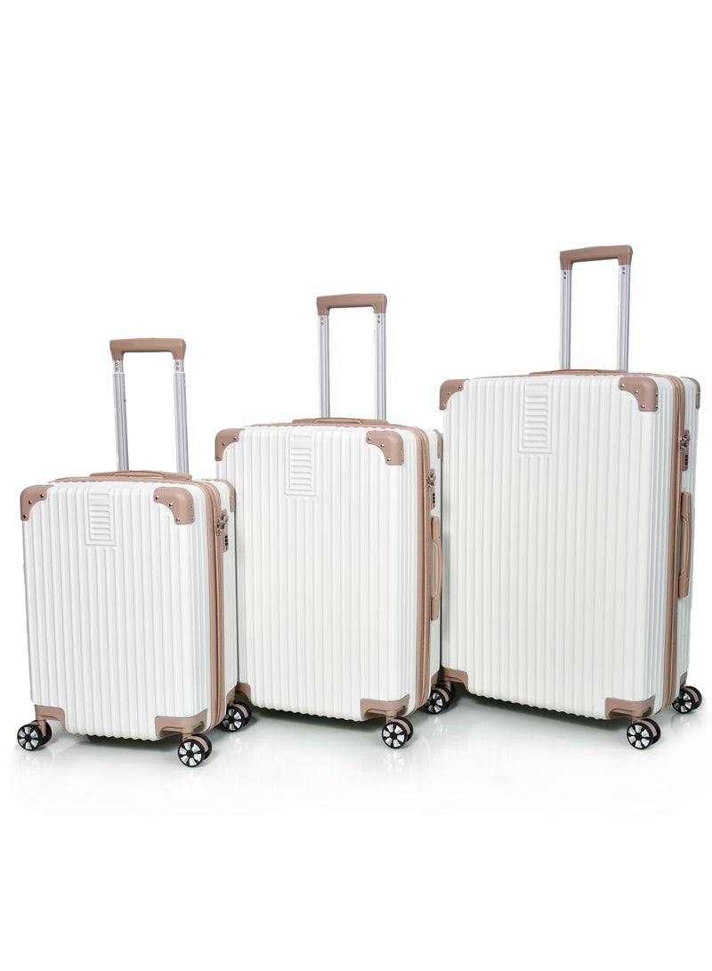 MORANO 3-Piece Unisex Morano Travel Luggage Trolley Set Special Beige Khaki Size 28''-24''-20'' Inches.  - Image 1