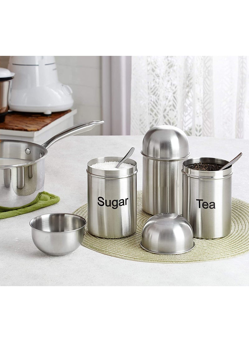 KD ZONE KD ZONE Stainless Steel Sober Design Jar Container Canister set for Tea Coffee Sugar Tea Coffee Sugar Containers Multicolour 800ml each Sliver Set of 2  - Image 3