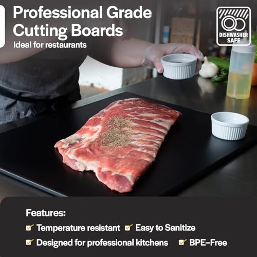 Thirteen Chefs Extra Large 24 x 18 Black Cutting Board, 0.5 Inch Thick HDPP, NSF Certified for Food Service and Professional Kitchens - Image 3