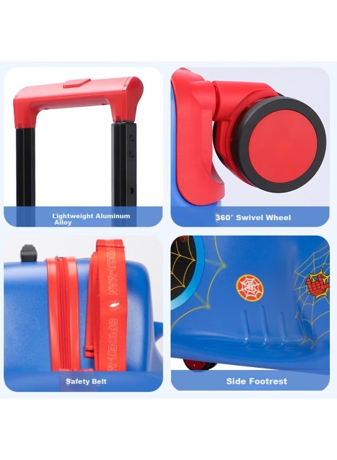 Mesuca Disney Children'S Ride-On Suitcase With Password Lock Spider-Man Suitcase 20 Inch For 2-6 Years Old - Image 5