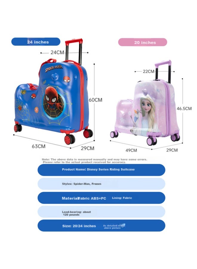 Mesuca Disney Children'S Ride-On Suitcase With Password Lock Spider-Man Suitcase 20 Inch For 2-6 Years Old - Image 2