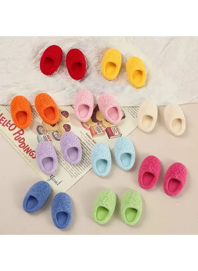 2PCS Random Style Mini Flannel Slippers DIY Dollhouse Decorative Shoes For Crafts Photography Props - Image 5