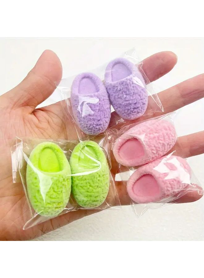 2PCS Random Style Mini Flannel Slippers DIY Dollhouse Decorative Shoes For Crafts Photography Props - Image 3