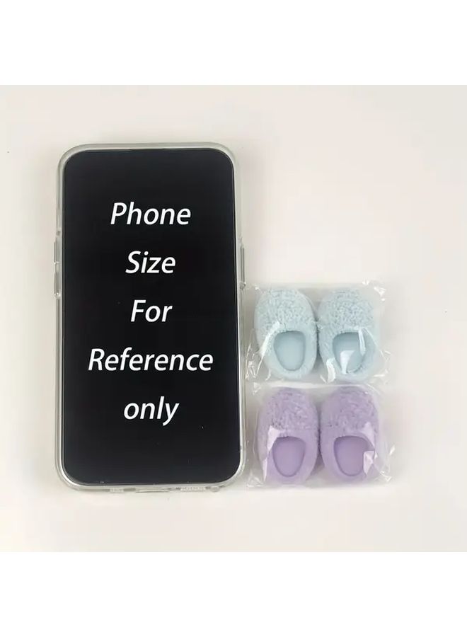2PCS Random Style Mini Flannel Slippers DIY Dollhouse Decorative Shoes For Crafts Photography Props - Image 4