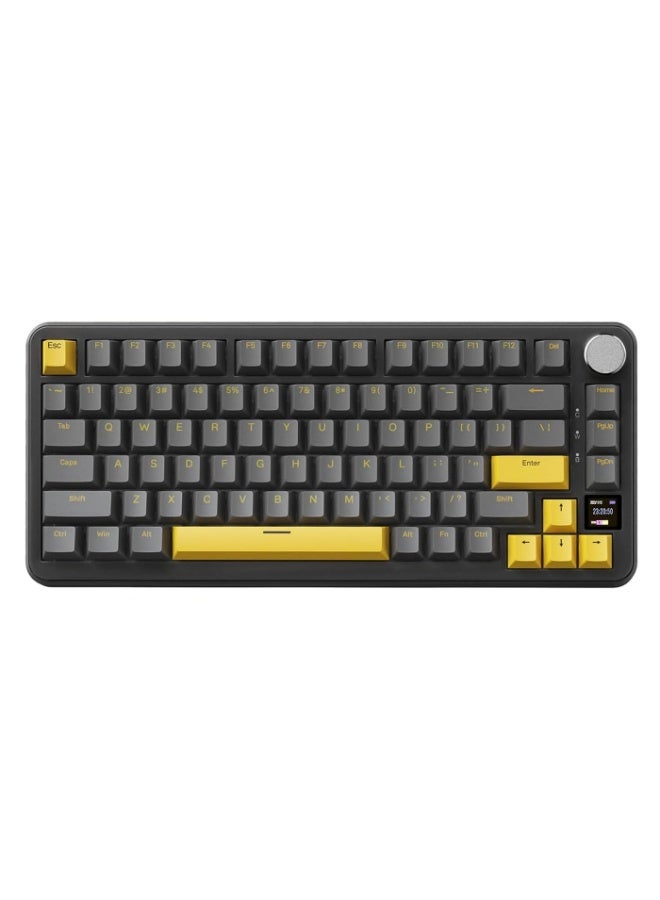 ATTACK SHARK X85Pro Wireless Mechanical Gaming Keyboard – Hot-Swappable – 75% Compact Layout – Smart TFT Display & Metal Knob – Tri-Mode Connection (Bluetooth 5.1, 2.4GHz, USB-C) – RGB Backlight – Gasket Mount – PBT Keycaps – PC Laptop Mac Compatible (Star Black)