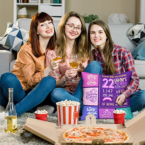 Skizbcw 22nd Birthday Decorations for Women Gifts for 22 Year Old Woman Throw Pillow Covers 18 x 18 Inch - Image 3