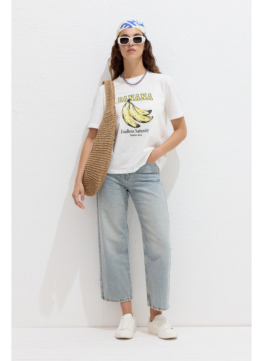 Manuka - Stitch Detail Printed T-Shirt Banana - Image 1
