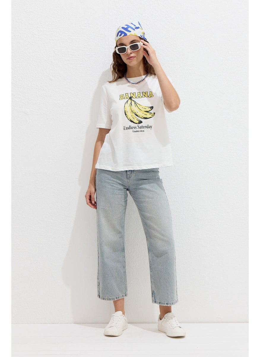 Manuka - Stitch Detail Printed T-Shirt Banana - Image 1