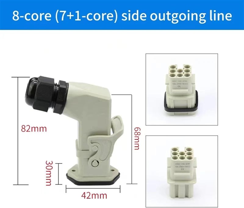 HDC-HA Heavy Duty Connector 4/5/6/8 Pins Industrial Waterproof Aviation Socket Plug Plastic Housing 250V 10A/16A(7 Pins and Pe-01) - Image 2
