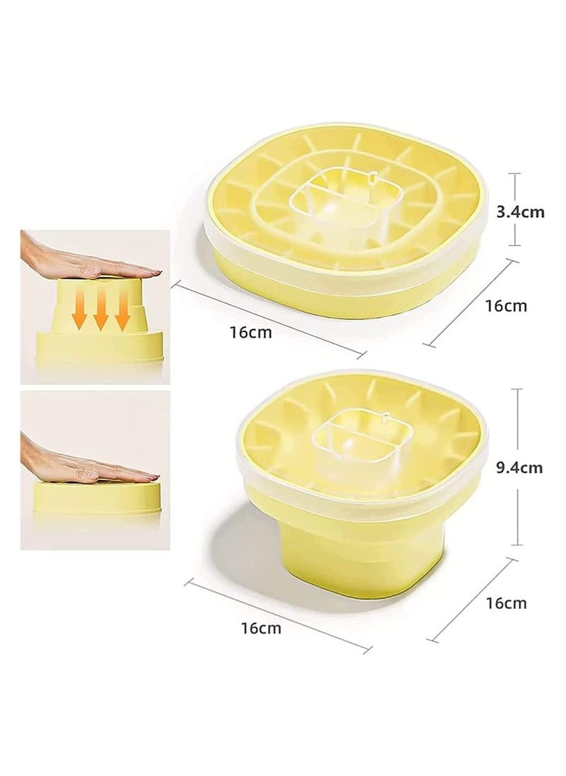 KASTWAVE - Folding Silicone Ice Bucket, 2 in 1 Ice Tray Mold Ice Bucket, Portable ice cube molds, Square Water Pail with Lid, Ice Bucket Tub for Camping, Travelling, Picnicing Outdoor, Yellow - Image 1