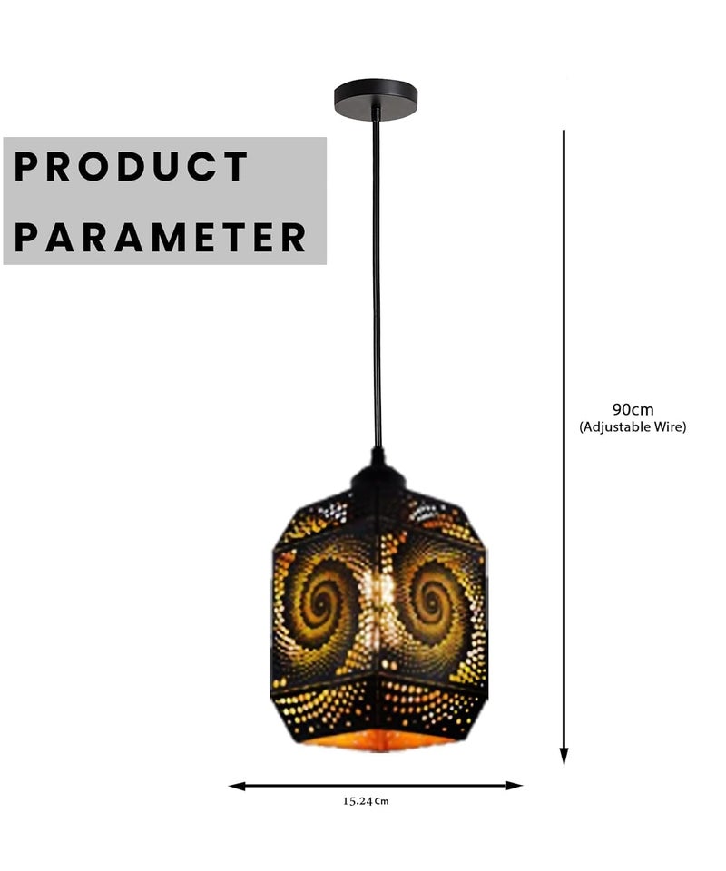 kinis Spiral Design Lezar Cutting Hanging Lamp/Pendant Lamp/Ceiling Light to Décor Home/Living Room/Bedroom/Office/Dining/Cafe/Restaurants, Black (Pack of 2, with Bulb) - Image 5