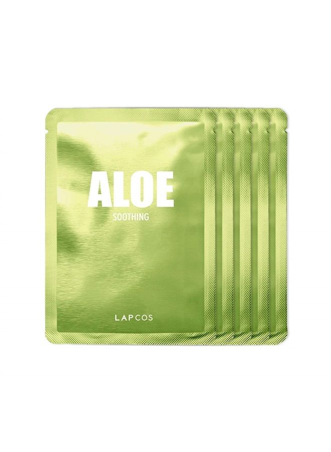 LAPCOS Aloe Sheet Mask, Daily Face Mask with Cucumber and Aloe Gel to Calm and Moisturize Skin, Korean Beauty Favorite, 5-Pack - Image 1