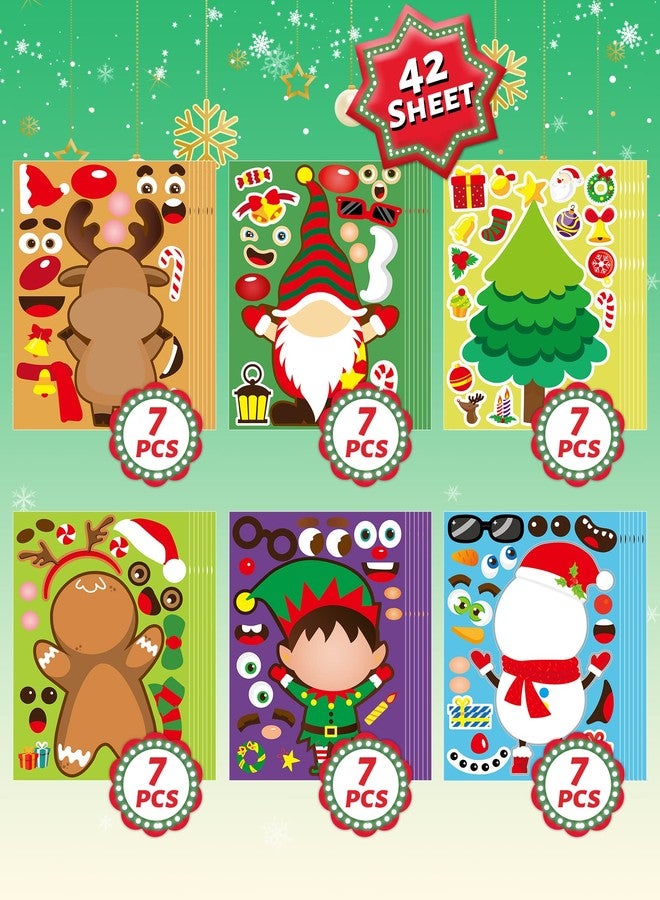 Greingways 42 Sheets Christmas Party Favors Stickers, Christmas Crafts Make Your Own Sticker, Gifts for Classroom Student Stocking Stuffers Goodie Bag Activities Game Holiday Sticker for Kids - Image 4