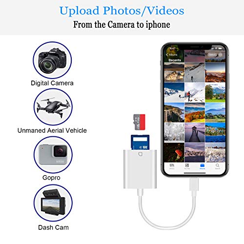 WORLDBOYU Lightning to SD Card Reader for Select iPhone, iPad and iPod Models (Support iOS 13 and Before), Trail Game Camera Viewer, No App Required (White) - Image 3