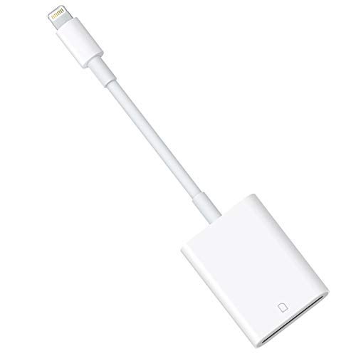WORLDBOYU Lightning to SD Card Reader for Select iPhone, iPad and iPod Models (Support iOS 13 and Before), Trail Game Camera Viewer, No App Required (White) - Image 1