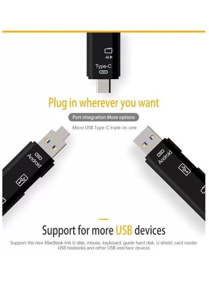 Micro SD Card Reader, 5 in 1 USB 2 Type-C Flash Memory Card Reader Multifunction Adapter for Windows Laptop New MacBook Nexus and More