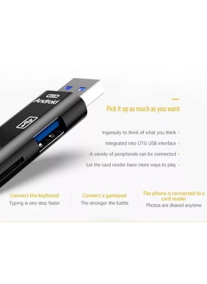 Micro SD Card Reader, 5 in 1 USB 2 Type-C Flash Memory Card Reader Multifunction Adapter for Windows Laptop New MacBook Nexus and More