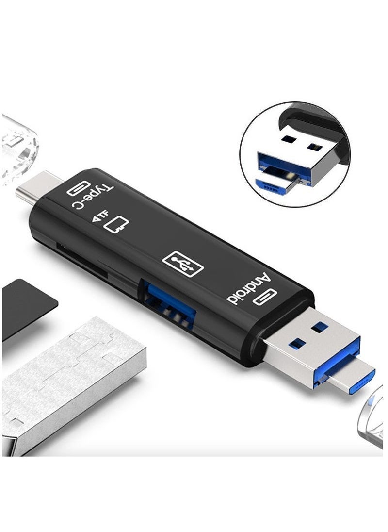 Micro SD Card Reader, 5 in 1 USB 2 Type-C Flash Memory Card Reader Multifunction Adapter for Windows Laptop New MacBook Nexus and More