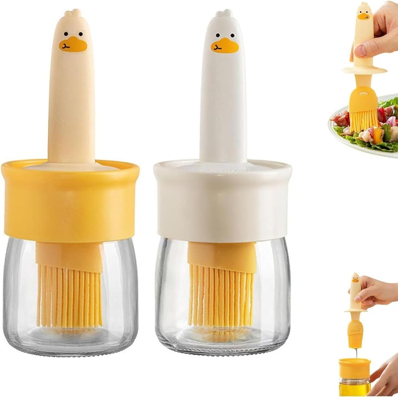 PARSPAR Oil Dispenser Bottle With Silicone Brush 200ML Leakproof Transparent Jar For Cooking Baking BBQ Versatile Oil Container With Brush For Oil Vinegar Sauce 1Pcs Multicolor