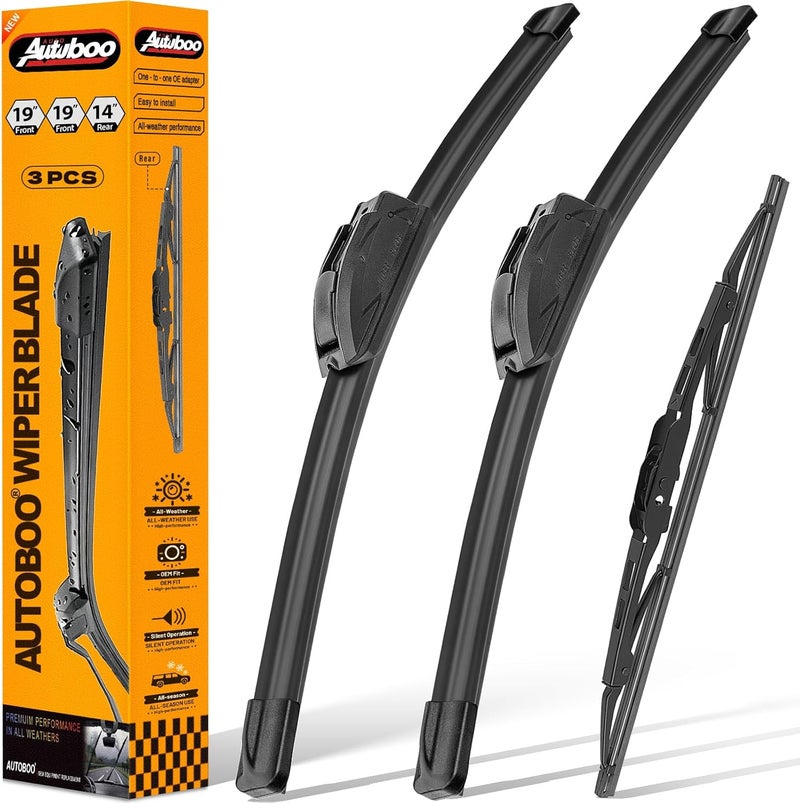 AUTOBOO 19"+19" Windshield Wipers with 14" Rear Wiper Blade Replacement for Jeep Liberty 2008 2009 2010 2011 2012-Original Factory Quality (Pack of 3) - Image 1
