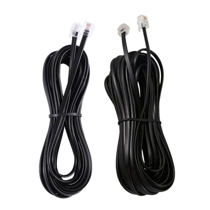 Black RJ11 Universal Cable for Telephones, Modems, Fax Machines & ADSL (2, 20 M)