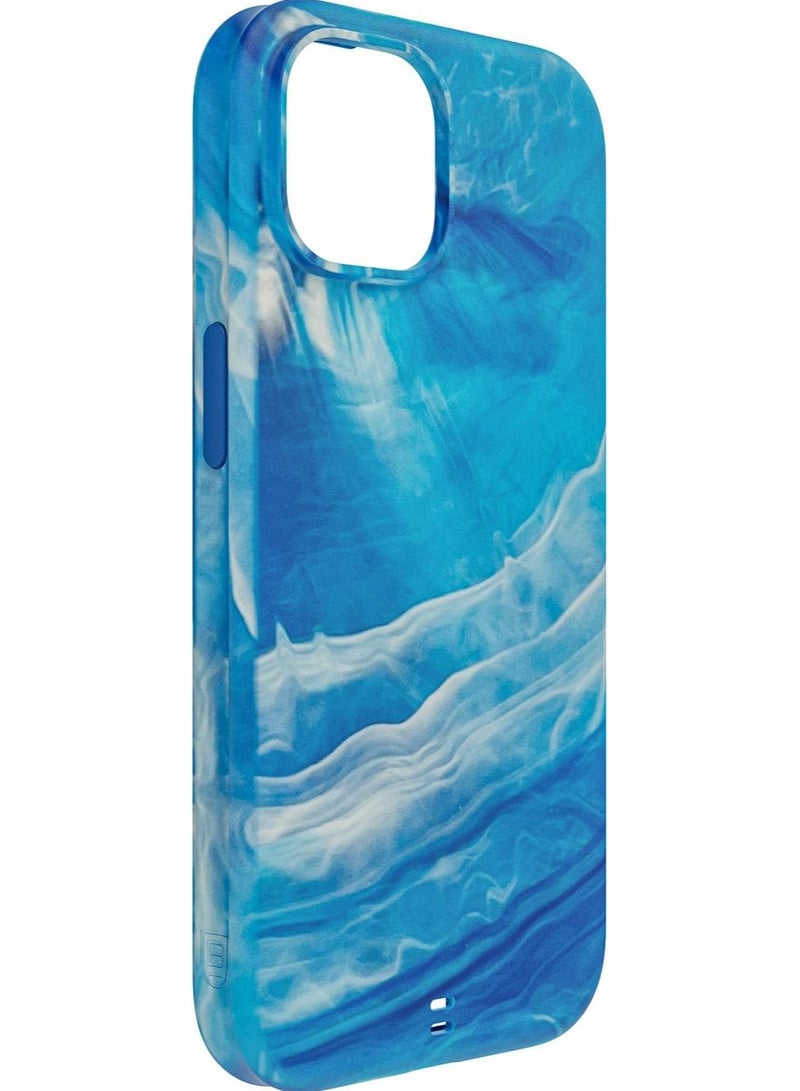 Bodyguardz غطاء هاتف آيفون 15 من كارفي ماربل متوافق مع ماغسيف مع حبل - أزرق/أبيض - Image 5