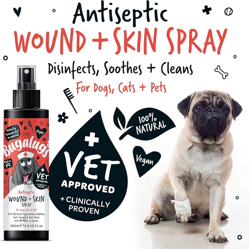 Bugalugs Antiseptic Wound & Skin Spray for Dogs Cats & Pets - 200ml - Image 2