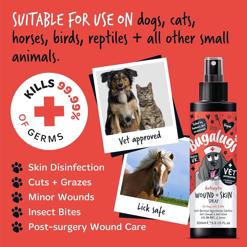 Bugalugs Antiseptic Wound & Skin Spray for Dogs Cats & Pets - 200ml - Image 3