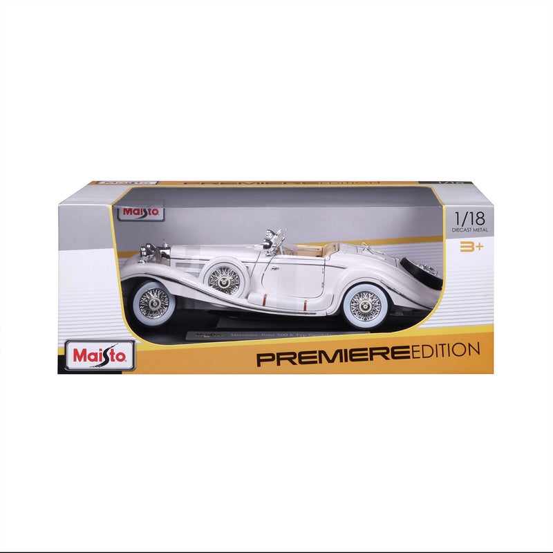 Tobar Maisto Plastic 1:18 Scale 1936 M-B 500 K Type Specialroadster Diecast Vehicle , White - Image 5