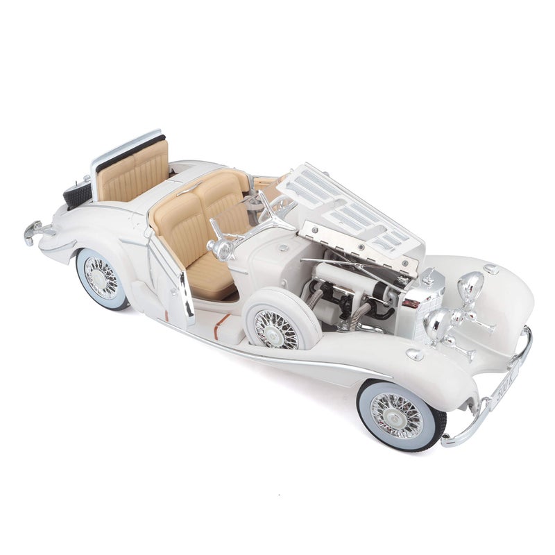 Tobar Maisto Plastic 1:18 Scale 1936 M-B 500 K Type Specialroadster Diecast Vehicle , White - Image 2
