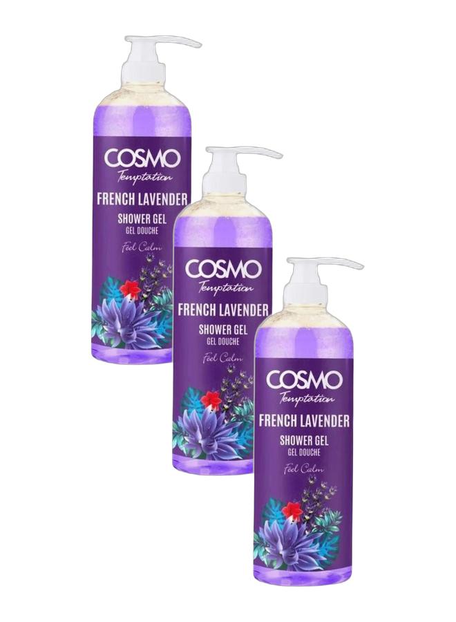 كوزمو جل استحمام باللافندر الفرنسي 1000 مل، عبوة من 3 قطع - Image 1