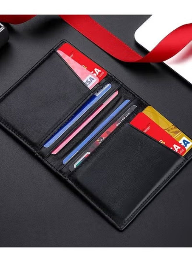 محفظة رجالية جلد طبيعي رفيعة لحمل البطاقات مع حماية RFID وجواز السفر والهوية - Image 5