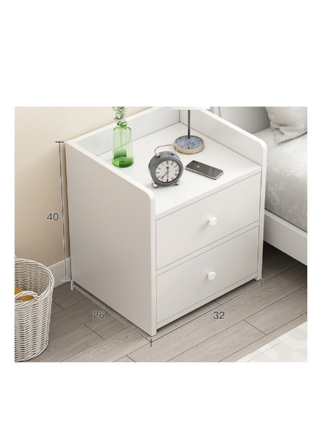 HOOKOR White Wood Nightstand Table Bedside Cabinet with Two Drawers,32*26*40CM - Image 1
