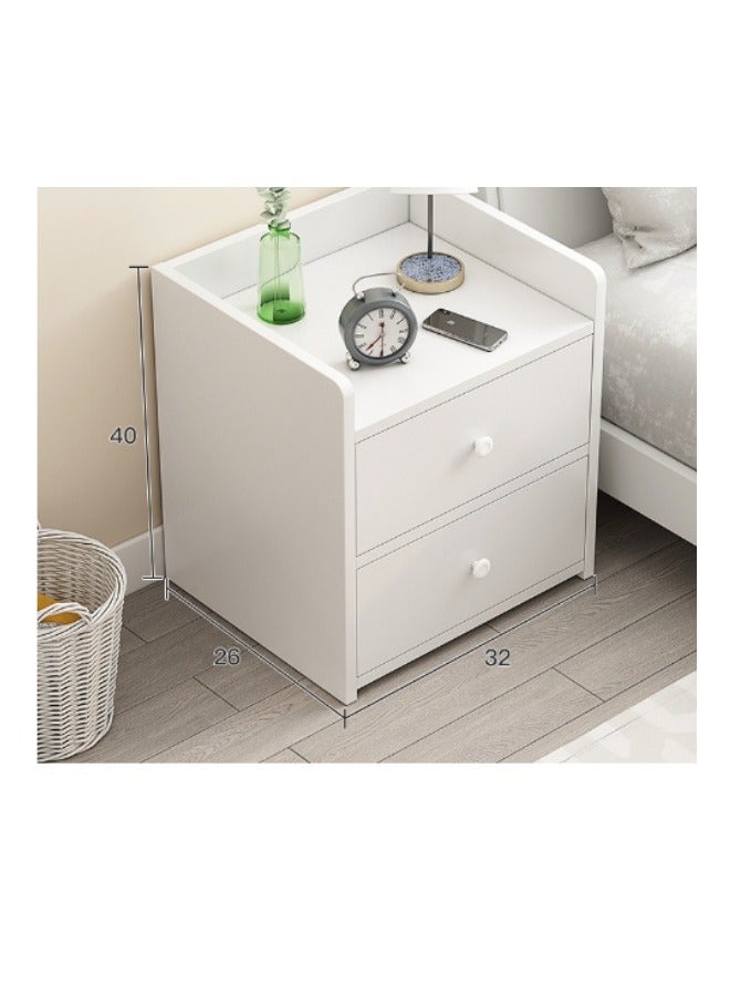 HOOKOR White Wood Nightstand Table Bedside Cabinet with Two Drawers,32*26*40CM - Image 4