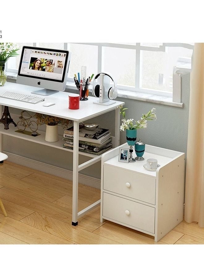 HOOKOR White Wood Nightstand Table Bedside Cabinet with Two Drawers,32*26*40CM - Image 2