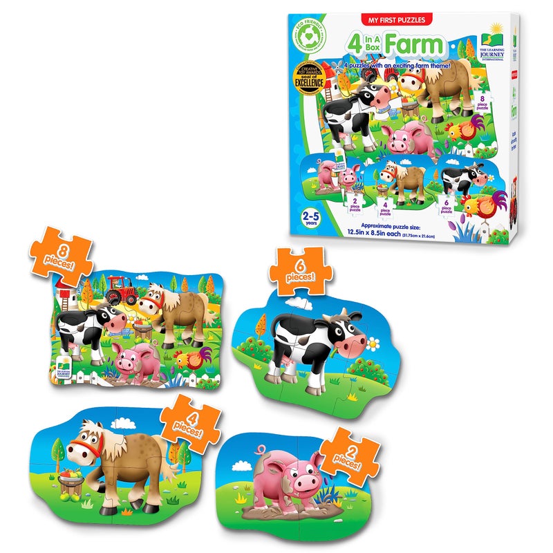 The Learning Journey: My First Puzzle Sets 4-In-A-Box Farm – Farm-Themed Puzzle Sets - Educational Toddler Toys & Activities for Children Ages 2-5 - Image 1