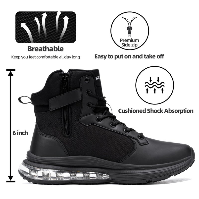 KEFUWU Military Tactical Boots Men 6 Inches Waterproof Lightweight Combat Boots Side-Zip Durable Work Hiking Shoes Cushion Support(9.5 Men,Black) - Image 5