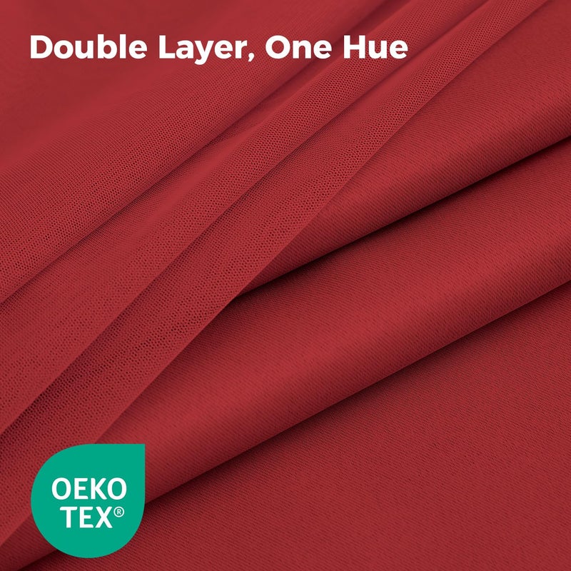 Swandream 100% Blackout Curtains for Bedroom, Double Layer Red Curtains, Black Out Curtain 84 inch Long with Sheer Overlay for Living Room, Room Darkening Window Drapes with Grommet, 52" W x 84" L - Image 4