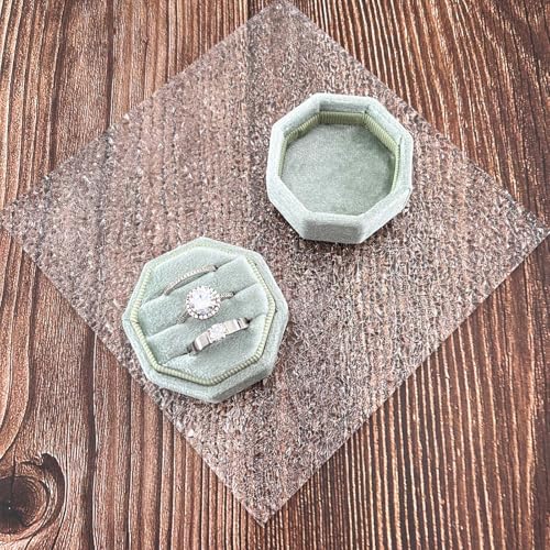 Beatilog Velvet 3 Slots Ring Box Wedding Day - Octagon Premium Handmade Three Rings Slot Bearer Storage for Wedding Ceremony, Proposal, Engagement, Photography (Sage Green) - Image 2