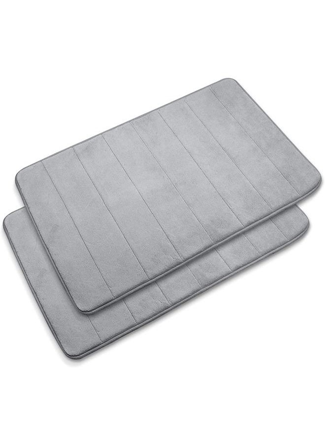 Arabest Large Size Bathroom Mat Anti Slip Foam Bathroom Mat Soft and Comfortable Carpet 2-piece Set Grey  - Image 1