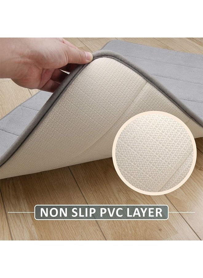 Arabest Large Size Bathroom Mat Anti Slip Foam Bathroom Mat Soft and Comfortable Carpet 2-piece Set Grey  - Image 3